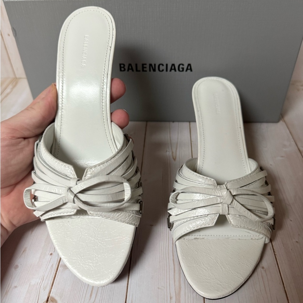 Balenciaga Cagole Leather Slide Sandal Optic White Sz 36 / 6 - Picture 8 of 16